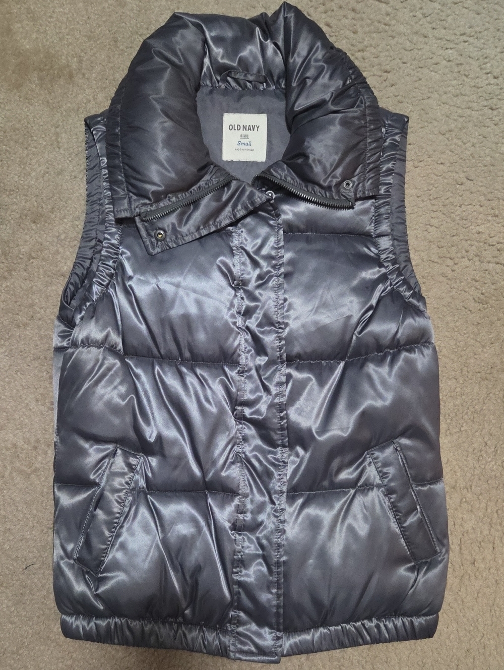 Old Navy Silver-Gray Quilted Puffer Vest